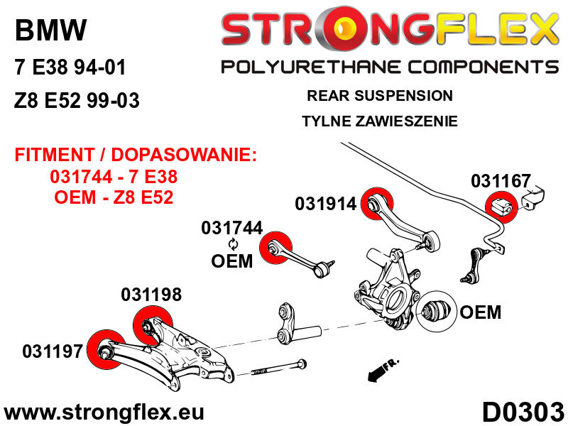 Rear suspension bush kit SPORT - Image 2