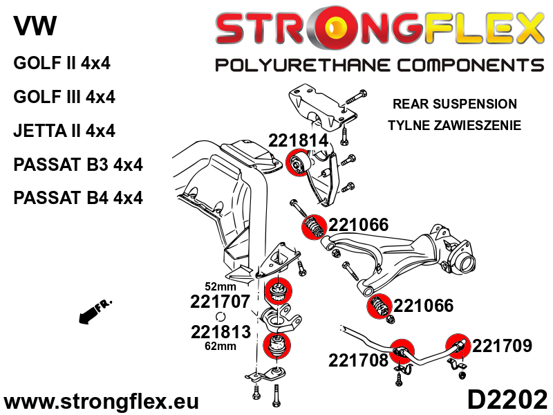 Rear suspension bush kit SPORT - Image 2