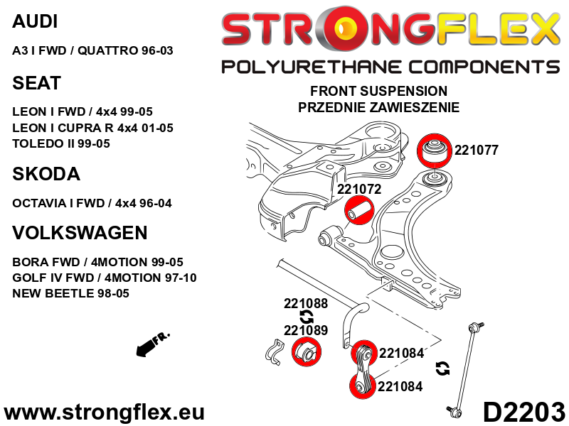 Front suspension bush kit SPORT - Image 4