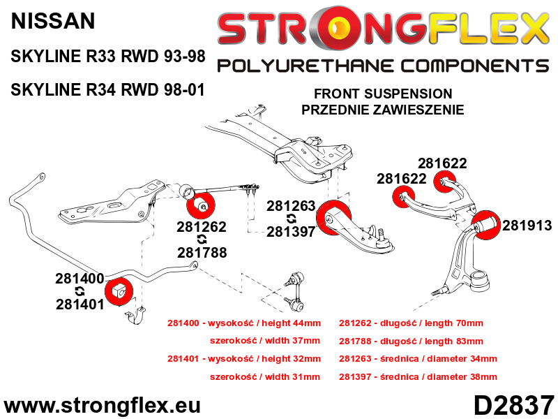 Front suspension bush kit SPORT - Image 2