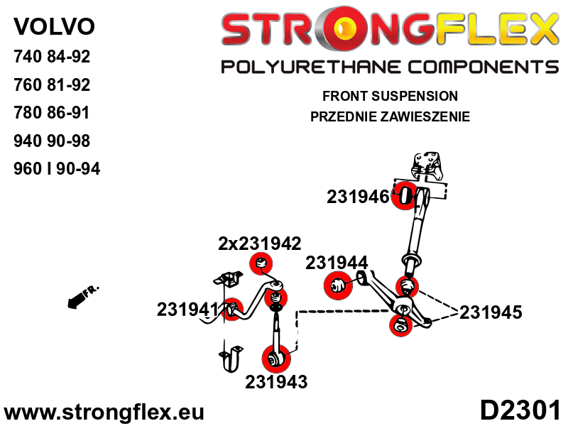 Front suspension bush kit SPORT - Image 2