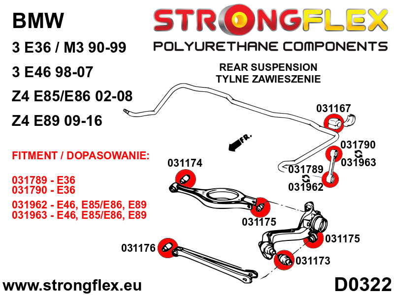 Rear suspension bush kit SPORT - Image 2