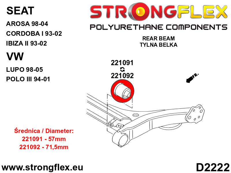 Rear beam bush 71,5mm SPORT - Image 2